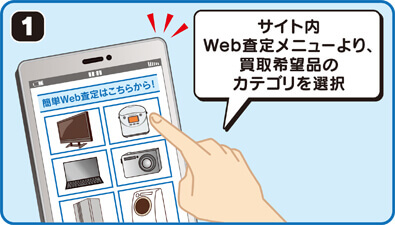 サイト内、WEB査定メニューより買取希望品のカテゴリを選択