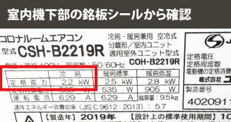 写真製品の冷房定格能力は2.2kw