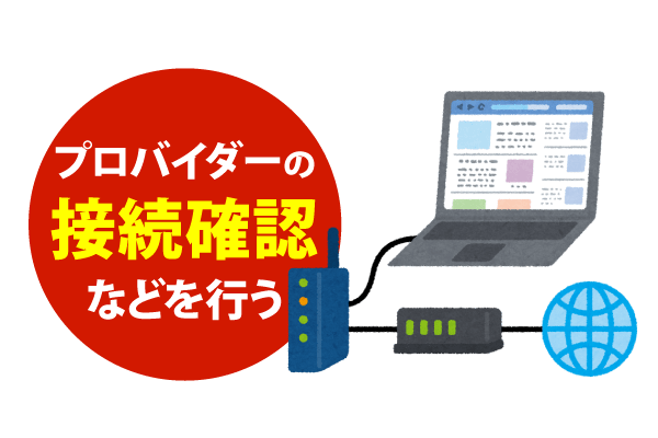 プロバイダーの接続確認などを行う